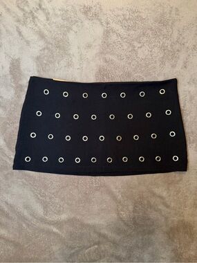 CHROME RIOT Black Eyelet Grommet Skort Size M Mini Skirt Shorts